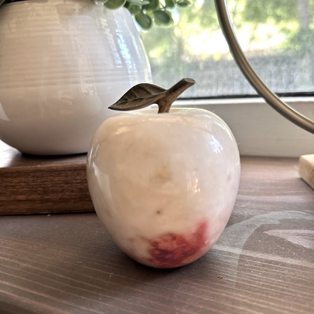 Solid marble apple decor- vintage